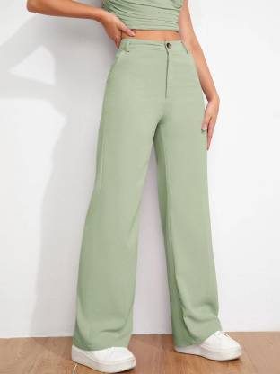 Women Regular Fit Black Viscose Rayon Trousers