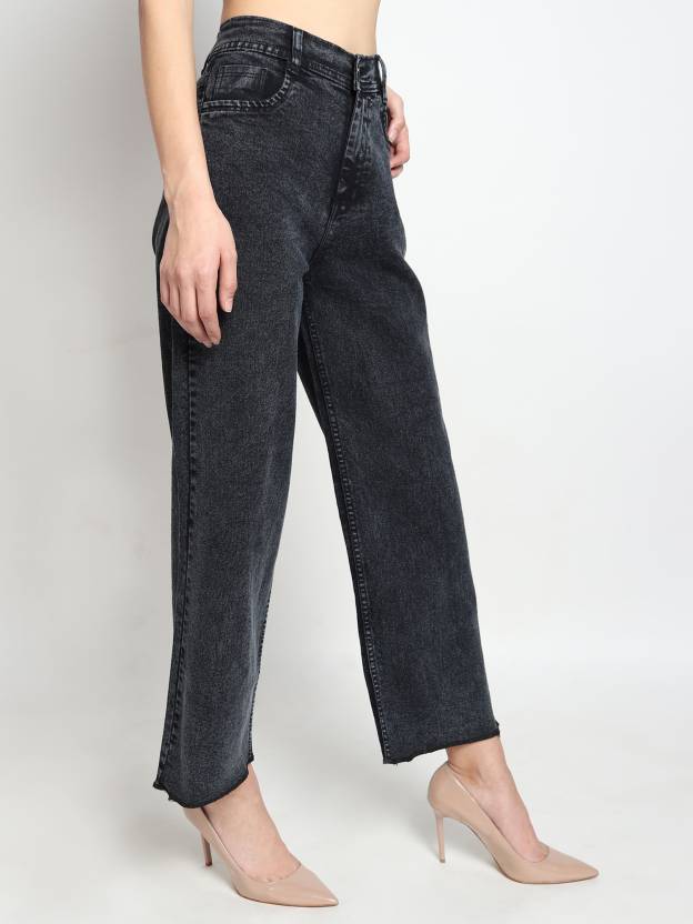 Women Boot-Leg High Rise Black Jeans