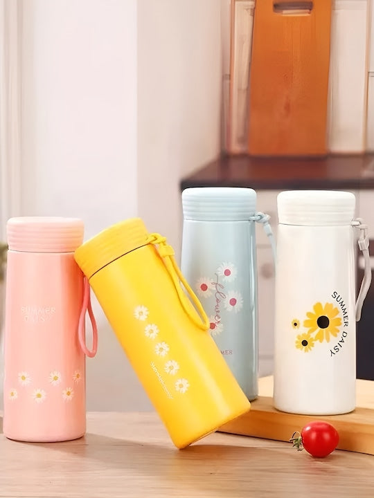 4 Pieces Glass Printed Water Bottle 400ml