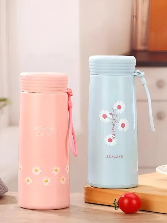 4 Pieces Glass Printed Water Bottle 400ml