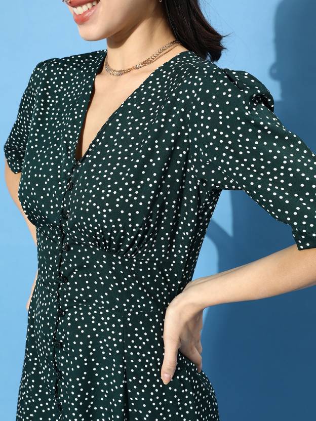 Women Fit and Flare Green Dress