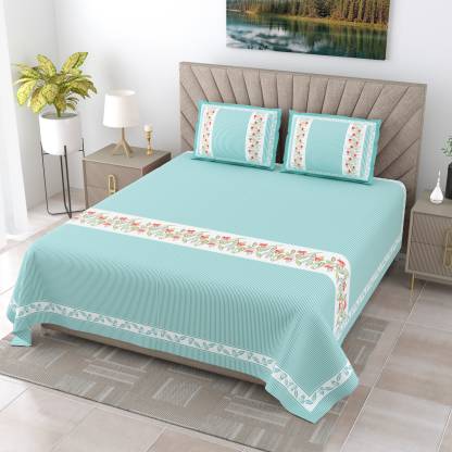 Cotton Super King Printed Flat Bedsheet