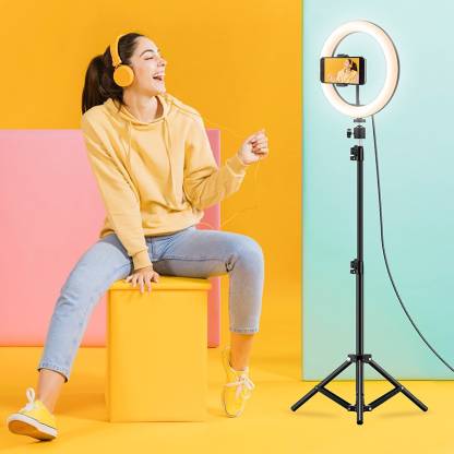 Tripod Stand with 30W Dimmable LED (300 LED Power) Ring Light 12" & Metal Collar Microphone