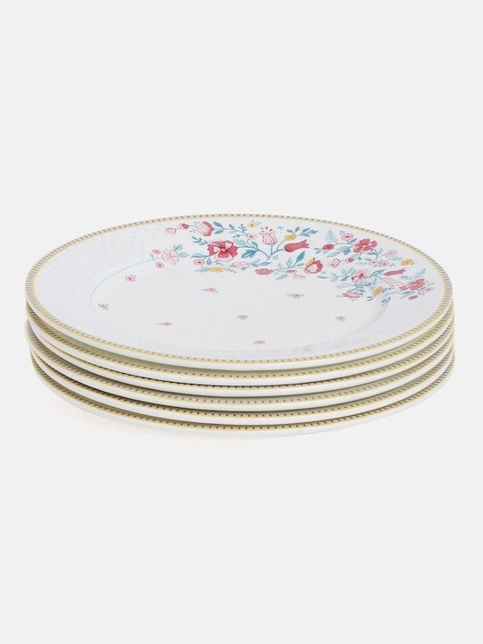 Multicolored set of 6 Printed Bone China Glossy Plates