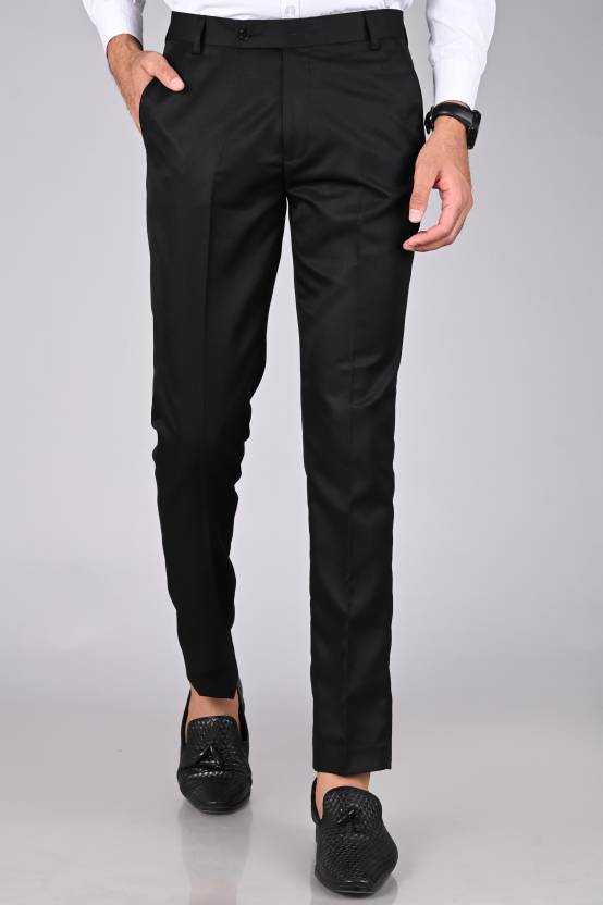 Black Cotton Blend Trousers