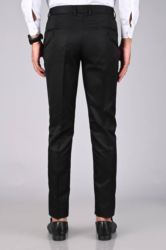 Black Cotton Blend Trousers