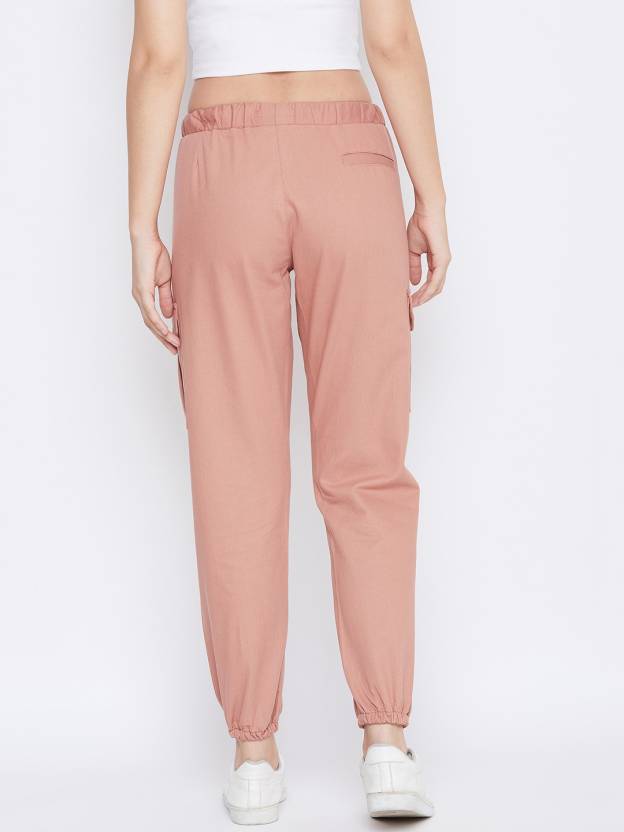 Women Regular Fit Pink Lycra Blend Trousers