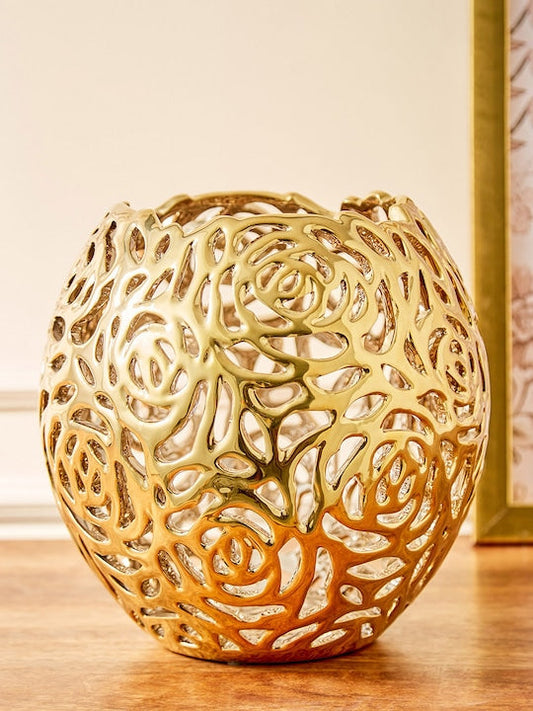 Stellar Beige Stoneware Carved Vases