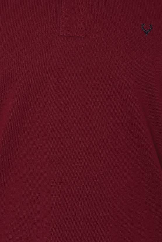 Men Solid Polo Neck Cotton Blend Maroon T-Shirt