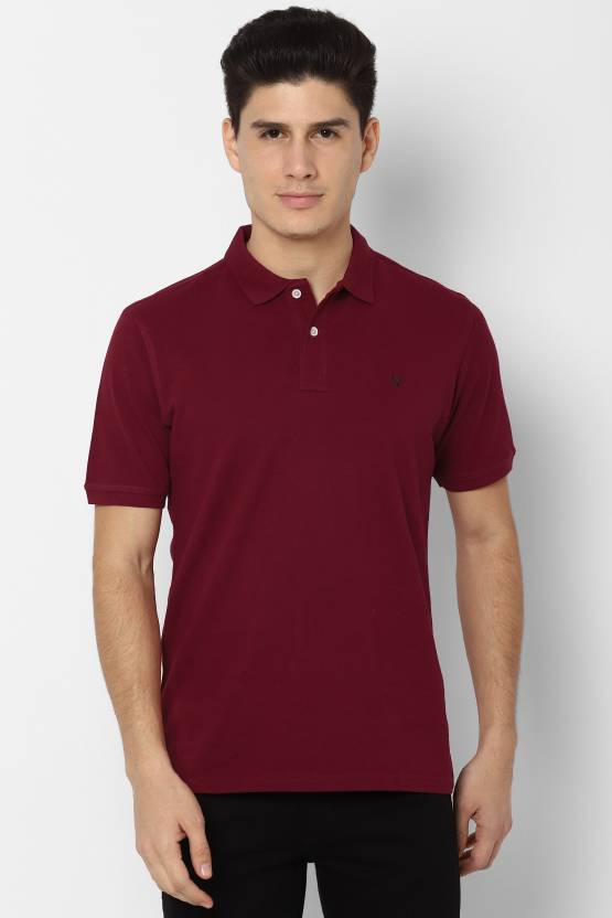 Men Solid Polo Neck Cotton Blend Maroon T-Shirt