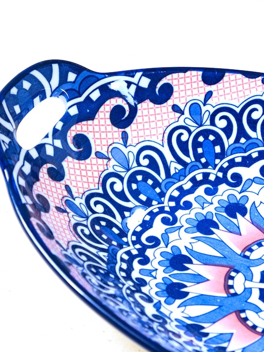 Mandala Printed Ceramic Large Baking Dish With Handle