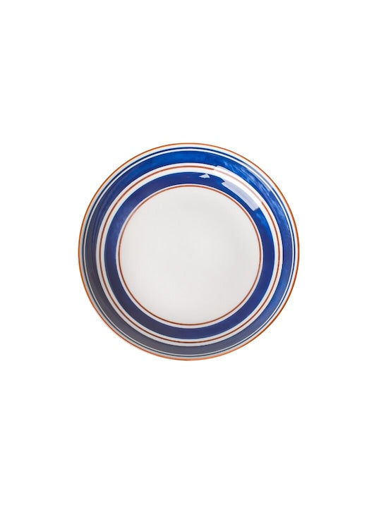 White & Blue Printed Microwave Safe Ceramic Glossy Plate