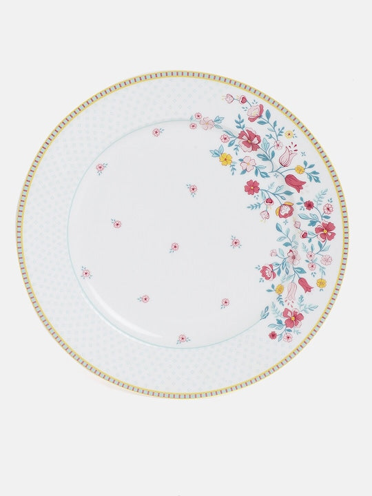 Multicolored set of 6 Printed Bone China Glossy Plates