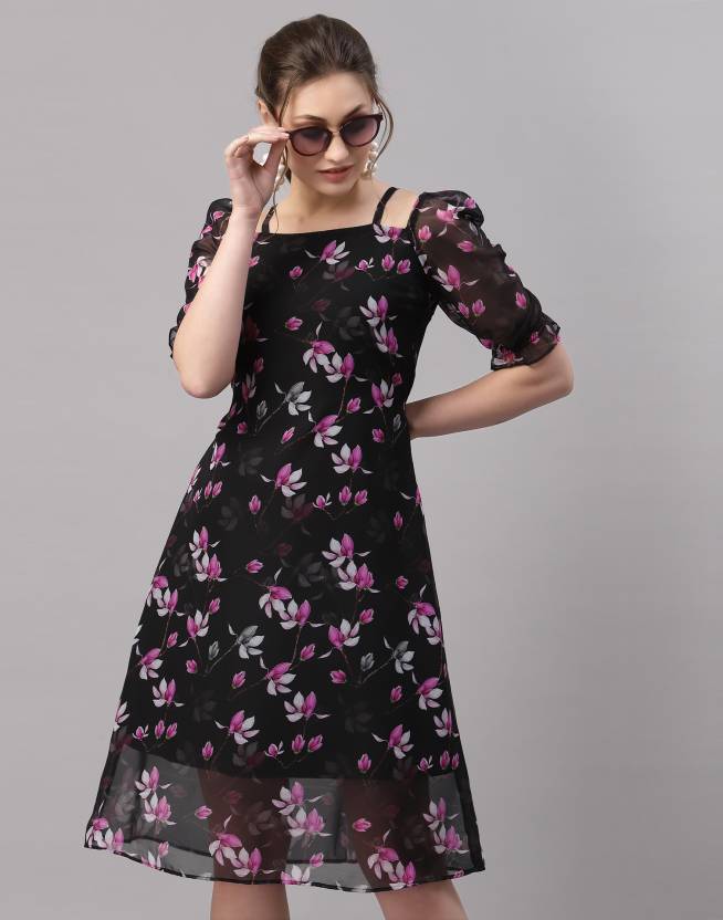 Women A-line Black Dress