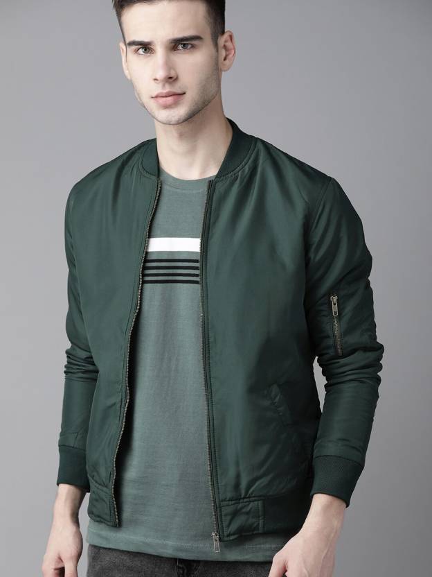 Men Solid Bomber Jacket