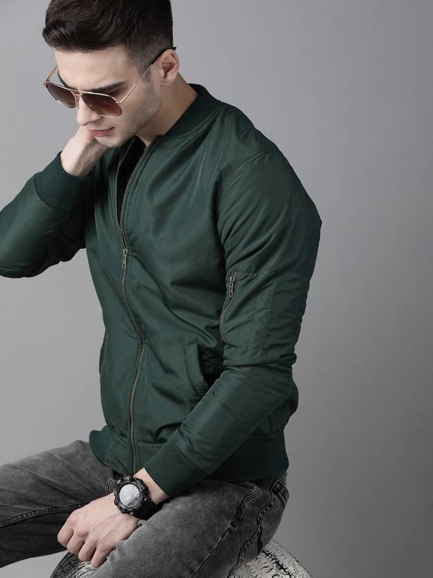 Men Solid Bomber Jacket