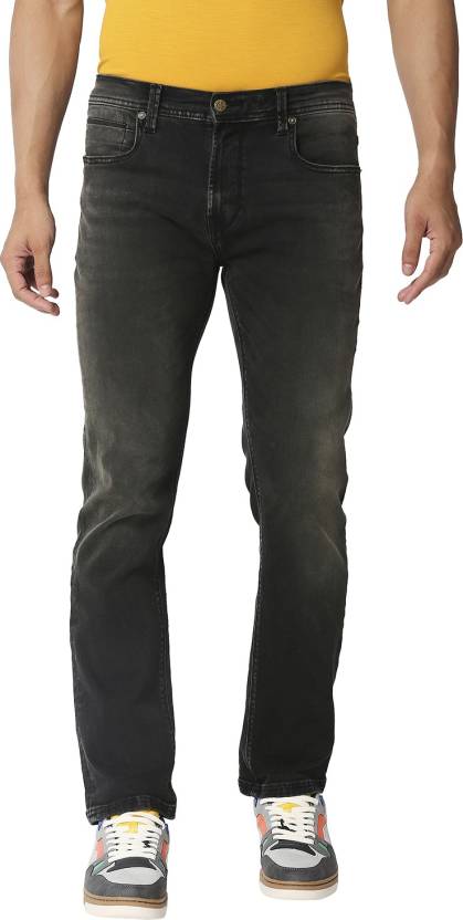 Men Slim Mid Rise Black Jeans