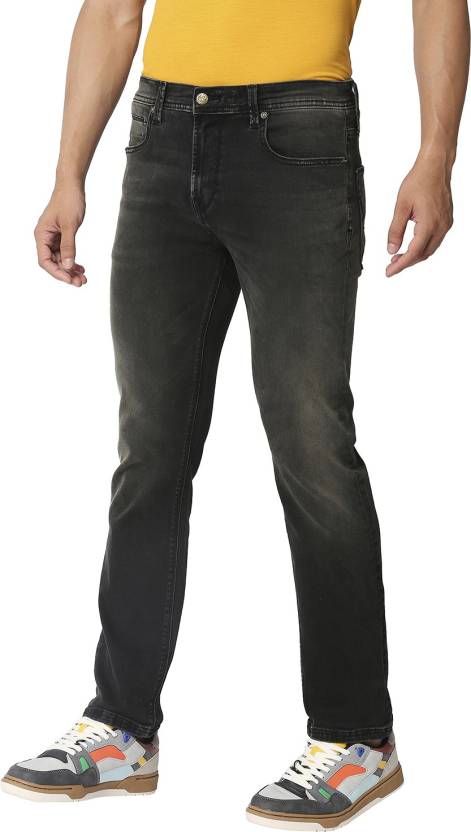 Men Slim Mid Rise Black Jeans