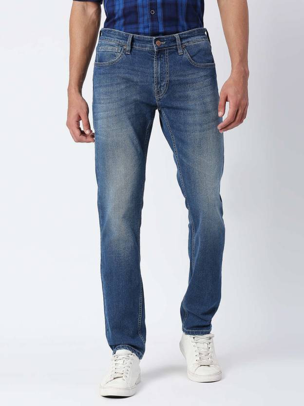 Men Slim Mid Rise Blue Jeans