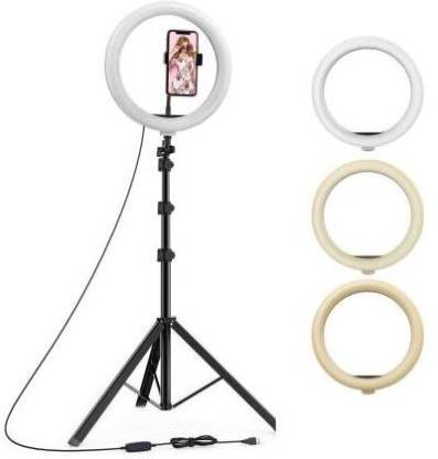 Tripod Stand with 30W Dimmable LED (300 LED Power) Ring Light 12" & Metal Collar Microphone