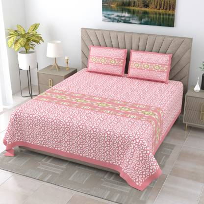 Cotton Super King Printed Flat Bedsheet
