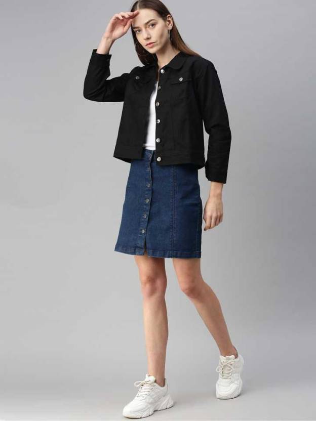 Women Solid Denim Jacket