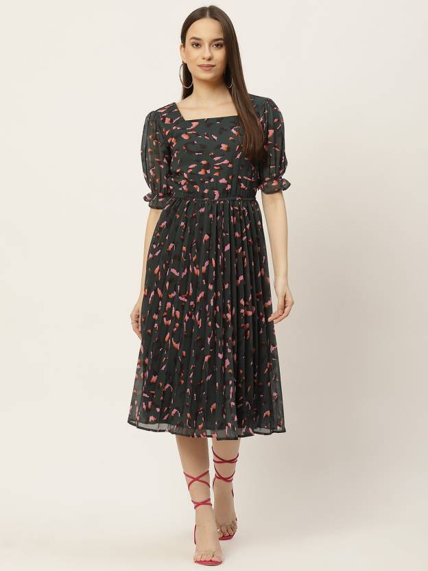 Women A-line Black, Pink Dress