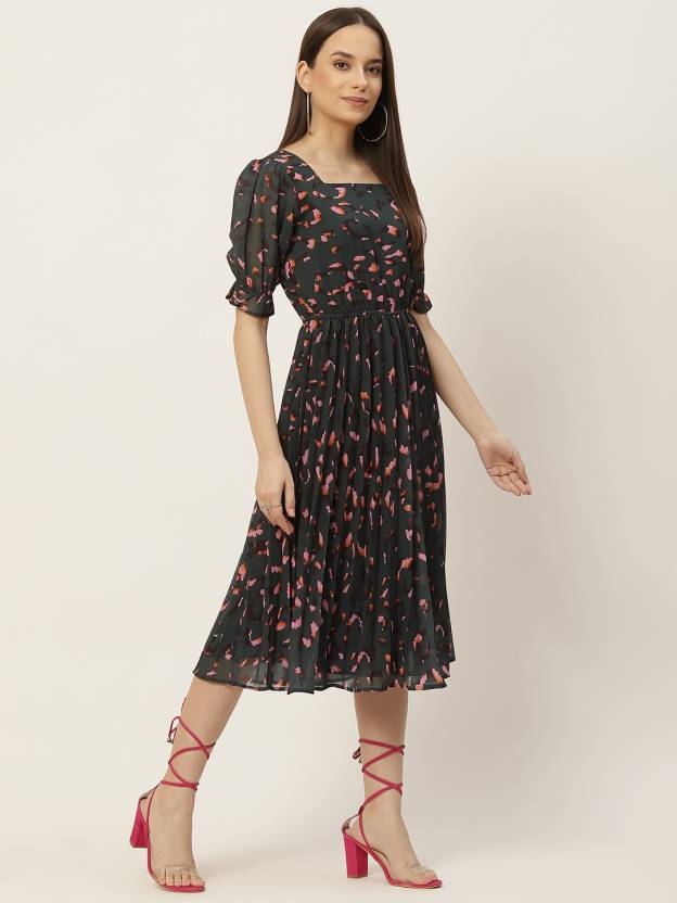 Women A-line Black, Pink Dress