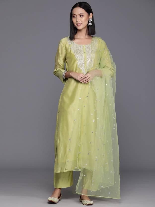 Chanderi Kurta Pant Dupatta Set