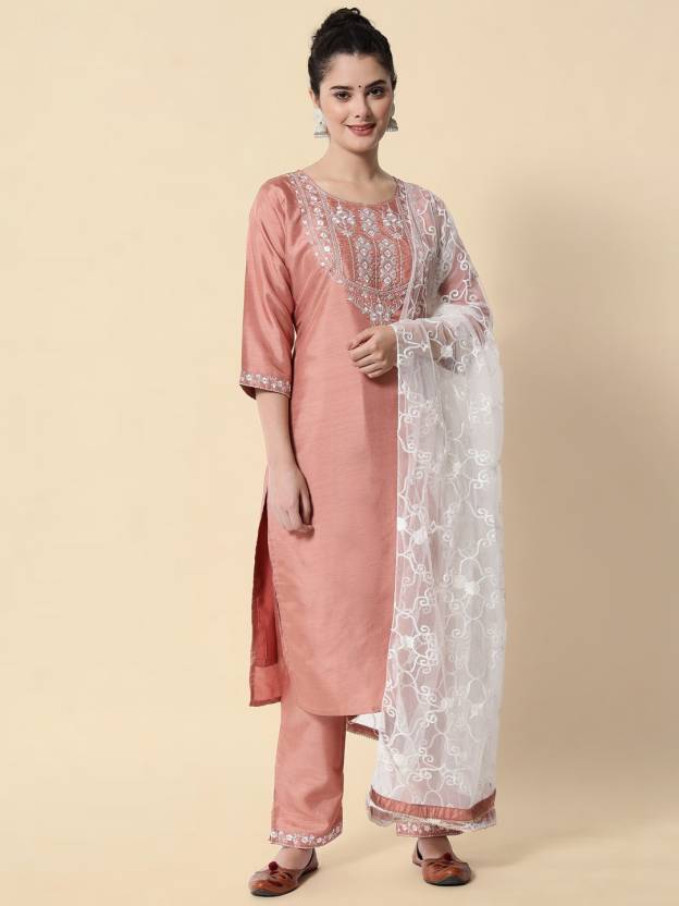 Silk Blend Kurta Pant Dupatta Set