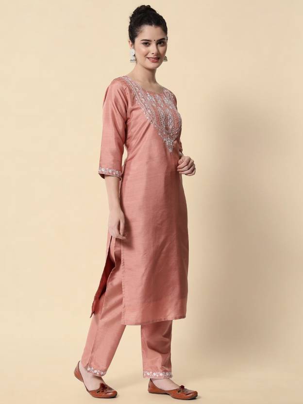 Silk Blend Kurta Pant Dupatta Set